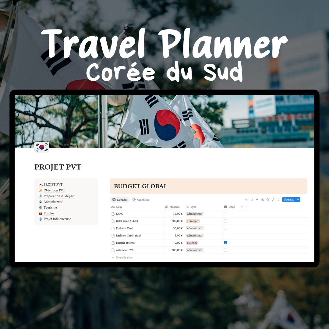 PVT Corée du Sud - Travel Planner